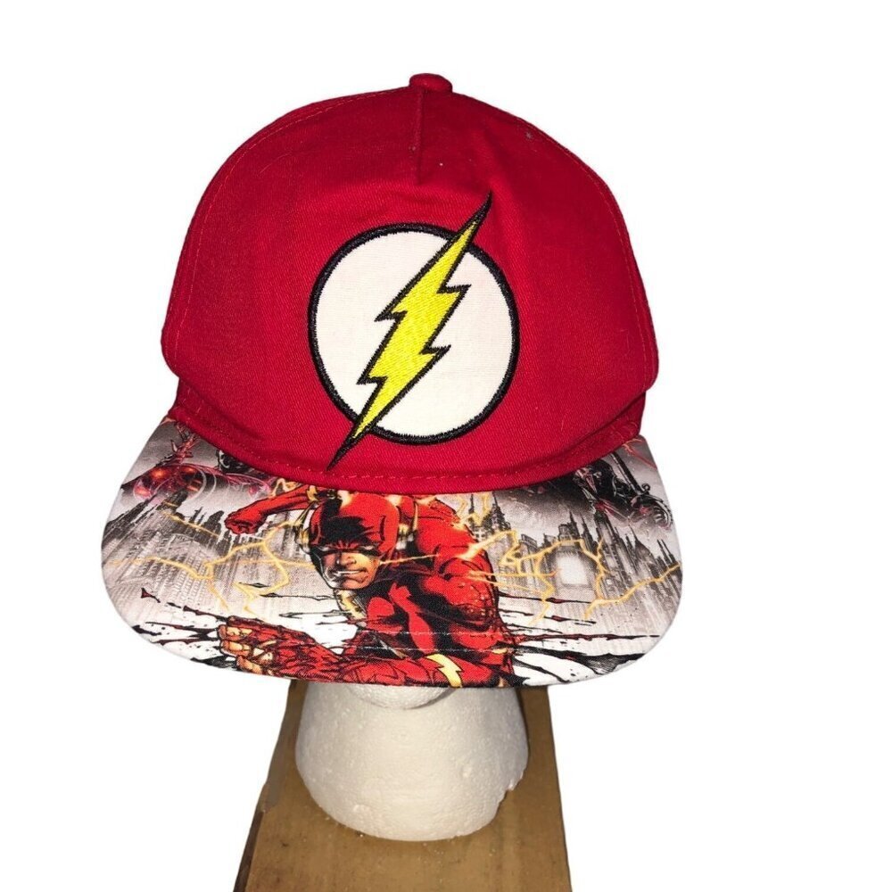 Flash Snapback Hat Youth Size Adjustable Red Flat Front Graphic DC Comic Unisex